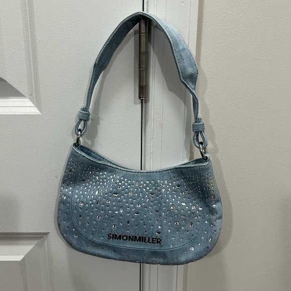 Simon Miller Blue Denim Crystal Mini Sasi Shoulder Bag $375 - Picture 2 of 8